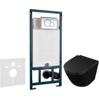 Комплект унитаза Owl 1975 Vind Cirkel-H OWLT190305 с сиденьем Микролифт и инсталляцией WeltWasser WW Marberg 507 10000005949+10000005952 с клавишей смыва Хром глянцевый — фото 1, Комплекты унитаз + инсталляция