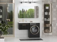 Тумба с раковиной Brevita Enfida 120 L УТ000016096 подвесная Черная матовая — фото 5, Мебель для ванной