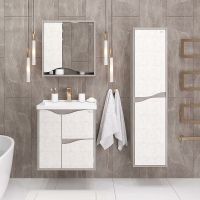 Товар: Шкаф пенал Onika Брендон 35.10 У 403565 подвесной Камень светлый Бетон крем - фото 3 Шкаф пенал Onika Брендон 35.10 У 403565 подвесной Камень светлый Бетон крем — фото 3, Мебель для ванной