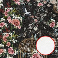 Фреска Ortograf Flora 31040 Фактура бархат FX Флизелин (4*2,7) Черный/Разноцветный, Цветы/Птицы — фото 1, Фрески