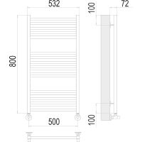 Водяной полотенцесушитель Terminus Аврора П16 500х800 4670078529312 Хром, нижнее подключение, G 1/2" ВР, с угловым соединением — фото 4, Водяные полотенцесушители