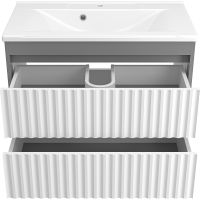 Тумба с раковиной Brevita Balaton 80 УТ000012299 подвесная Белая матовая Серая матовая — фото 3, Мебель для ванной