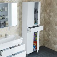 Шкаф пенал СанТа Марс 60 Белый — фото 1, Пеналы для ванной комнаты