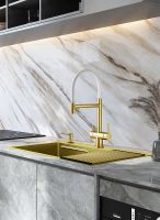 Смеситель для кухни Splenka S70.63.03 Золото матовое Белый — фото 2, Смесители для кухни