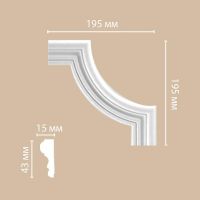 Угловой элемент Decomaster 195x195x15 мм арт-97154-2 — фото 2, Молдинги
