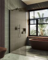 Товар: Душевая перегородка Maybah Glass MGD-703-6ш 690x1950 в широком профиле Черный стекло бронзовое матовое - фото 2 Душевая перегородка Maybah Glass MGD-703-6ш 690x1950 в широком профиле Черный стекло бронзовое матовое — фото 2, Душевые перегородки