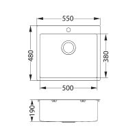Кухонная мойка Alveus Quarto 10 BRS-90 550x480 Брашированная сталь арт-1124382 — фото 3, Кухонные мойки