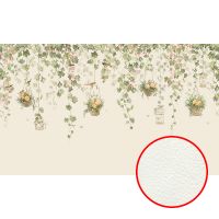 Фреска Ortograf Aurora 34101 Фактура флок FLK Флизелин (5*3) Розовый/Зеленый, Цветы/Птицы — фото 1, Фрески