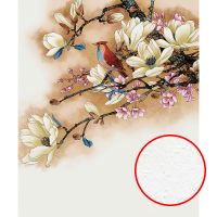 Фреска Ortograf Flower Dreams 31641 Фактура бархат FX Флизелин (2,5*3) Бежевый, Цветы/Птицы — фото 1, Фрески