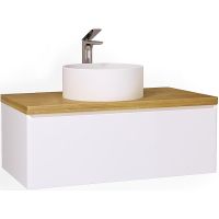 Тумба под раковину Jorno Solis New 100 SolN.01.100/P/W/JR подвесная Белая — фото 1, Тумбы под раковину