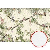 Фреска Ortograf Miracle 33868 Фактура бархат FX Флизелин (4*2,7) Бежевый/Разноцветный, Листья/Животные/Птицы — фото 1, Фрески
