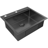 Кухонная мойка Paulmark Kroner-Pro 59 PM705951-GM Вороненая сталь — фото 2, Кухонные мойки