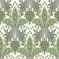 Обои LOYMINA Amazonia Ins1 005/1 Флизелин (1*10,05) Белый/Зеленый, Листья/Животные — фото 1, Обои для стен