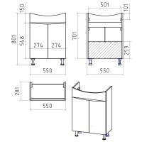 Тумба с раковиной Misty Смайл 60 УТ000013112 Белая — фото 8, Мебель для ванной