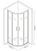 Душевой уголок Berges Solo R 100х100 061120 профиль Хром сильвер стекло прозрачное — фото 3, Душевые уголки четверть круга