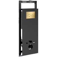 Инсталляция WasserKRAFT Salm 27TLT.010.ME.BL.MG01 для унитаза Черное стекло с клавишей смыва Золото матовое — фото 2, Инсталляции для унитазов