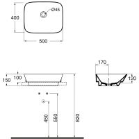 Раковина-чаша Azzurra Prua 50 PRLN05040000BI/(PRU50/IN bi)*0 Белая — фото 3, Раковины