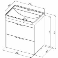 Тумба под раковину Aquanet Ирис new 70 Белый глянец арт-310153 — фото 11, Тумбы под раковину