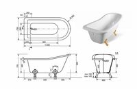Ванна из искусственного камня Эстет Царская 150х73 ФР-00001653 без гидромассажа — фото 9, Ванны из искусственного камня