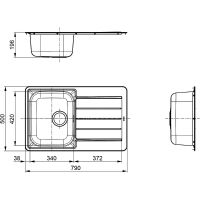 Кухонная мойка Alveus Line Max 80 SAT-90 790x500 1136608 Сатинированная сталь — фото 8, Кухонные мойки