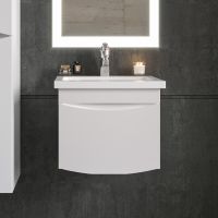 Тумба под раковину Бриклаер Вега 50 подвесная Белый глянец арт-4627125414046 — фото 2, Тумбы под раковину