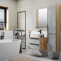 Товар: Зеркало со шкафом Runo Мальта 70 00-00001102 Серое Дуб - фото 3 Зеркало со шкафом Runo Мальта 70 00-00001102 Серое Дуб — фото 3, Мебель для ванной