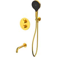 Смеситель для ванны Whitecross Y brushed gold YSET10TOPGLB с термостатом Брашированное золото — фото 1, Смесители