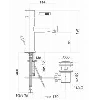 Смеситель для раковины Webert Rimini с донным клапаном Черный матовый арт-RI830102560 — фото 2, Смесители для раковины