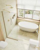 Товар: Душевая перегородка Maybah Glass MGD-700-3у 790x1950 в узком профиле Золото стекло сатиновое - фото 5 Душевая перегородка Maybah Glass MGD-700-3у 790x1950 в узком профиле Золото стекло сатиновое — фото 5, Душевые перегородки