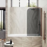 Шторка на ванну Maybah Glass MGV-613-2 600x1400 поворотная на монопетле Бронза стекло графитовое — фото 1, Неподвижные шторки для ванной