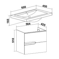 Тумба под раковину Runo Стокгольм 60 00-00001123 подвесная Белая — фото 6, Тумбы под раковину