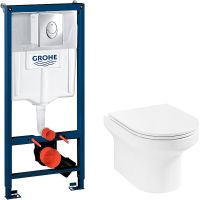 Комплект унитаза Jacob Delafon Elite EDX114RU-00 с инсталляцией Grohe Rapid SL 38721001 с сиденьем Микролифт и клавишей смыва Хром — фото 1, Комплекты унитаз + инсталляция