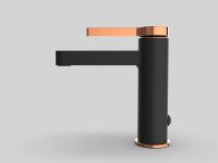 Смеситель для раковины GPD Gildo MLB165-S-R Черный матовый Розовое золото — фото 7, Смесители