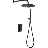 Душевая система Allen Brau Priority 5.31013-31 с термостатом Черная матовая — фото 1, Душевое оборудование. Душевая программа