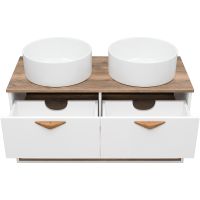 Тумба под раковину Brevita Bergen 105 BER-07105-19-01-2Я подвесная Белая матовая Дуб Галифакс олово — фото 9, Мебель для ванной