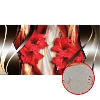 Фреска Ortograf 3D 6705 Фактура бархат золото FX-G Флизелин (5,4*2,7) Красный/Черный, Цветы/Абстракция — фото 1, Фрески