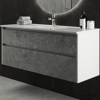Тумба с раковиной SanVit Кубэ-2 Лофт 90 kkubeloft290 подвесная Бетон Урбан Грей Белая глянцевая — фото 1, Мебель для ванной