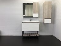 Зеркальный шкаф Comforty Страсбург 90 00-00006573 Дуб дымчатый — фото 6, Зеркальные шкафы в ванную