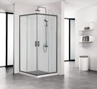 Душевой уголок Aquatek 80х80 AQ ARI KV 08020BL профиль Черный стекло прозрачное — фото 3, Квадратные душевые уголки