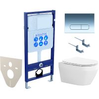 Комплект унитаза с инсталляцией Aquatek с сиденьем Микролифт и клавишей смыва Хром глянцевый арт-SET AQUATEK ЛЕЯ cm-016 4в1 — фото 1, Комплекты унитаз + инсталляция