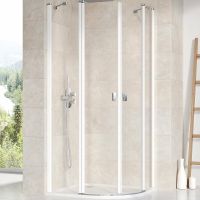 Душевой уголок Ravak Chrome CSKK4 80x80 3Q140100Z1 профиль Белый стекло Transparent — фото 2, Душевые уголки четверть круга