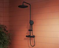 Душевая система Vitra Aquaheat Bliss A4720536EXP с термостатом Черный матовый — фото 2, Душевые стойки