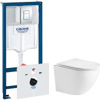 Комплект унитаза WeltWasser Merzbach 043 GL-WT 10000009939 с инсталляцией Grohe Rapid SL 38775001 с сиденьем Микролифт и клавишей смыва Хром — фото 1, Комплекты унитаз + инсталляция