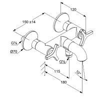 Смеситель для ванны Kludi Nova Fonte Хром арт-205400539 — фото 3, Смеситель для ванны