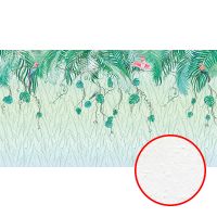 Фреска Ortograf Oasis 32736 Фактура бархат FX Флизелин (5*2,7) Зеленый, Листья/Птицы — фото 1, Фрески