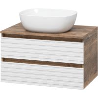 Тумба под раковину Brevita Dakota 70 DAK-09070-19/01-2Я подвесная Белая матовая Дуб Галифакс олово — фото 1, Мебель для ванной