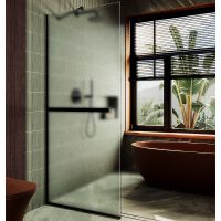 Душевая перегородка Maybah Glass MGD-731-6у 790x1950 в узком профиле Черный стекло сатиновое — фото 1, Душевые перегородки