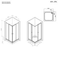 Душевой уголок AM.PM Sunny 90х90 W87G-403-9090-MT профиль Хром матовый стекло прозрачное — фото 9, Квадратные душевые уголки