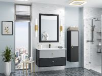 Товар: Тумба с раковиной Brevita 50 Shades of Grey Кристиан 100 УТ000014283 подвесная Черная матовая Серая матовая - фото 7 Тумба с раковиной Brevita 50 Shades of Grey Кристиан 100 УТ000014283 подвесная Черная матовая Серая матовая — фото 7, Мебель для ванной