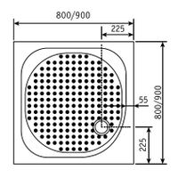 Душевой поддон  90*90*6 h16 RGW LUX/TN /Квадрат Ø 60 мм  (FW5-5) (Литой) — фото 3, Акриловые душевые поддоны